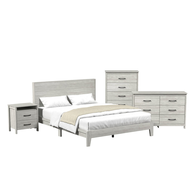 Ensemble de chambre à coucher 5 pièces Marlieke, Chêne gris cendré, Grand