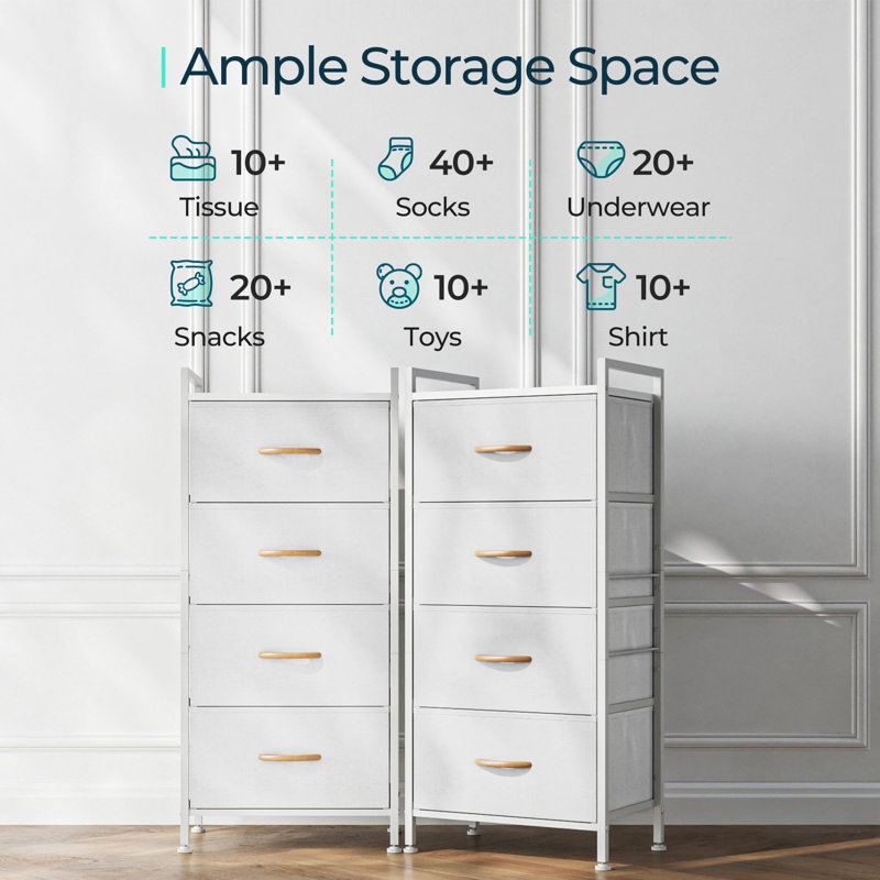 4-Drawer Fabric Dresser for Bedroom, White