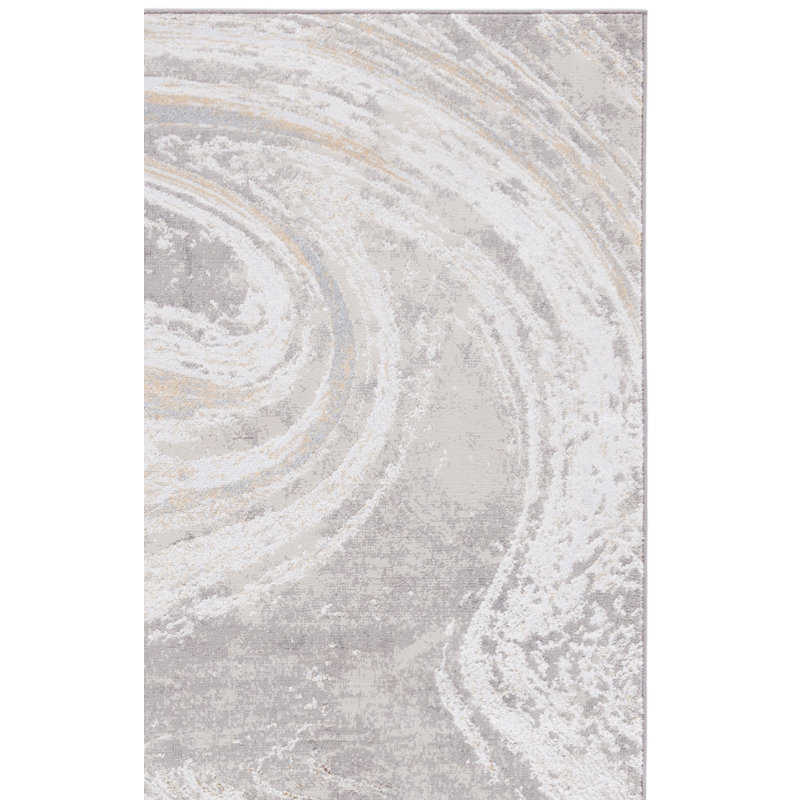 Ozturk Abstract Grey Area Rug, Rectangle 9' x 12'