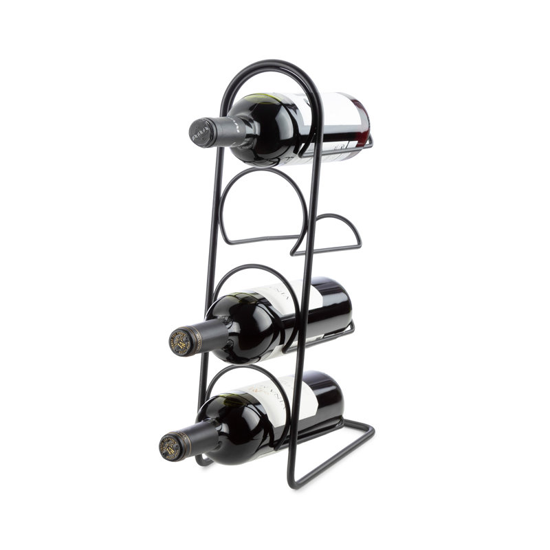 4 Bottle Tabletop/Countertop Wine Bottle & Glass Rack in