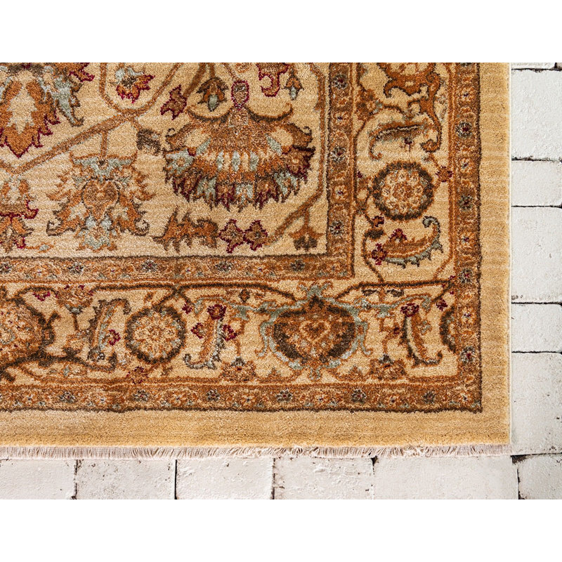 Tapis oriental jaune / brun Garth, Rectangle 4 pi x 6 pi