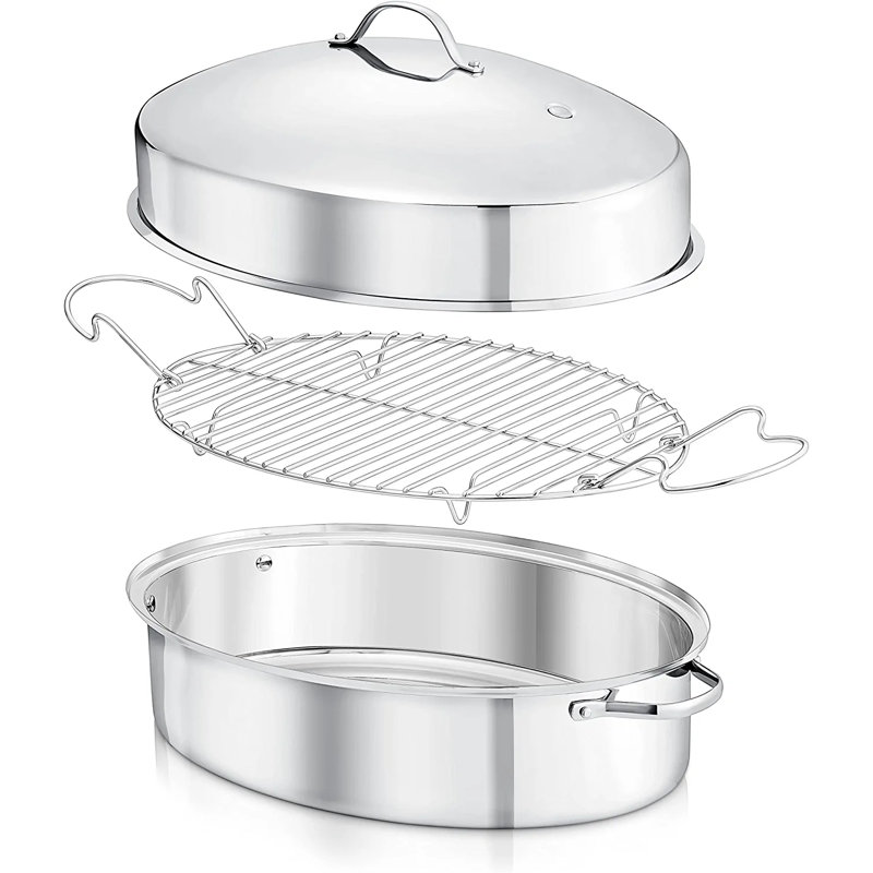 NutriChef Non-Stick Stainless Steel Roasting Pan