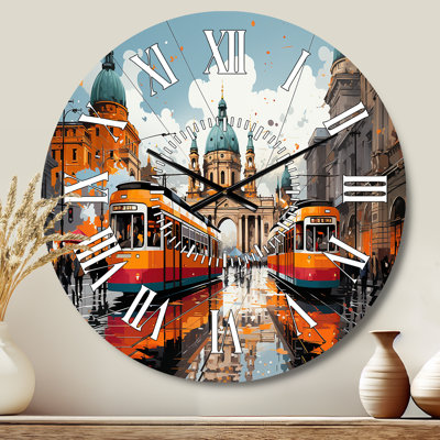 City Vienna Train Popart I - Cityscapes Face Wall Clock