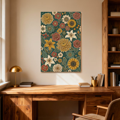 Plants &Flowers Floral Pattern With Vibrant Colors And Detailed Blooms