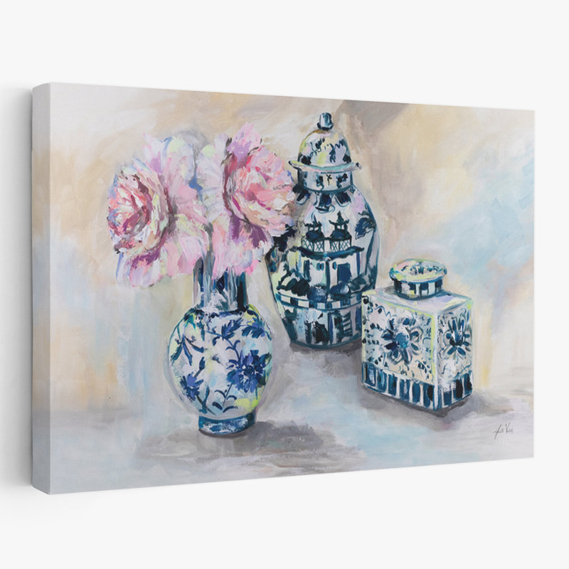 Floral chinois - jeu de pivoines, H 16 po x l 24 po