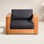 Chaise longue d'extérieur en bois avec coussins Leon Eucalyptus