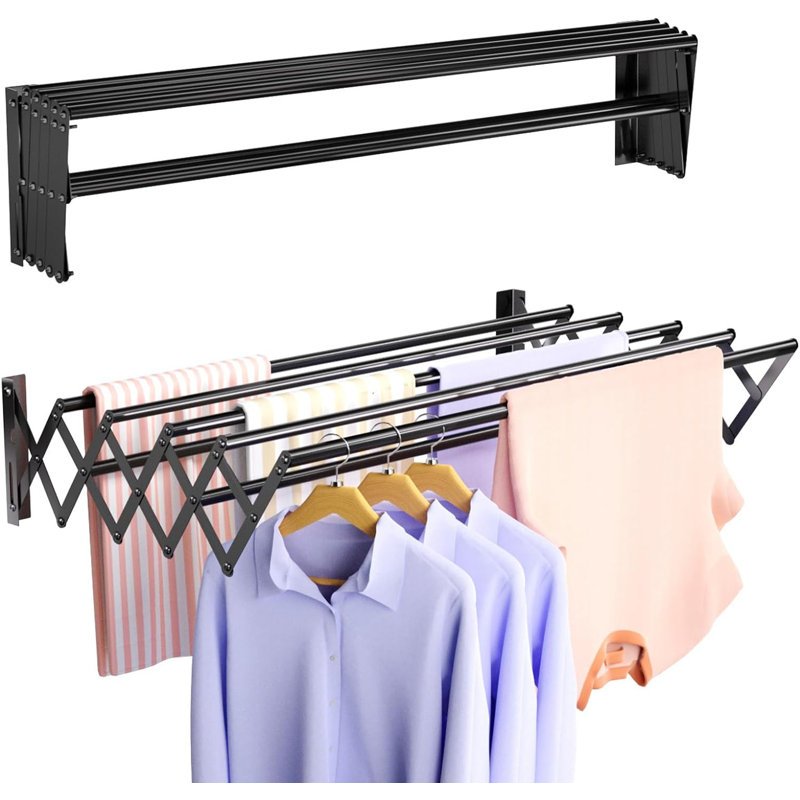 Metal Foldable Wall-Mounted Drying Rack, Black