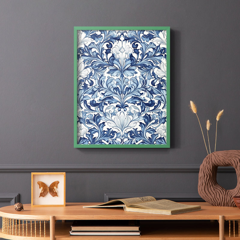 WM MORRIS Series DCXXIII  -Premium Framed Print -Ready to Hang - No Nails Required, 11" H x 9" W, Green