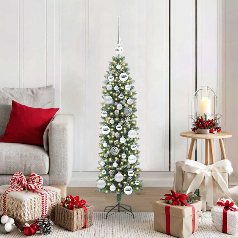 Artificial Slim Christmas Tree, Silver, 3.94' H