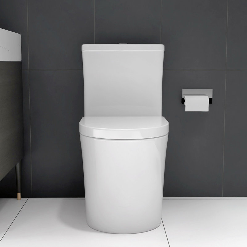 Petite toilette compacte une pièce à double chasse, profondeur courte de 23 pouces pour petite salle de bain, blanc