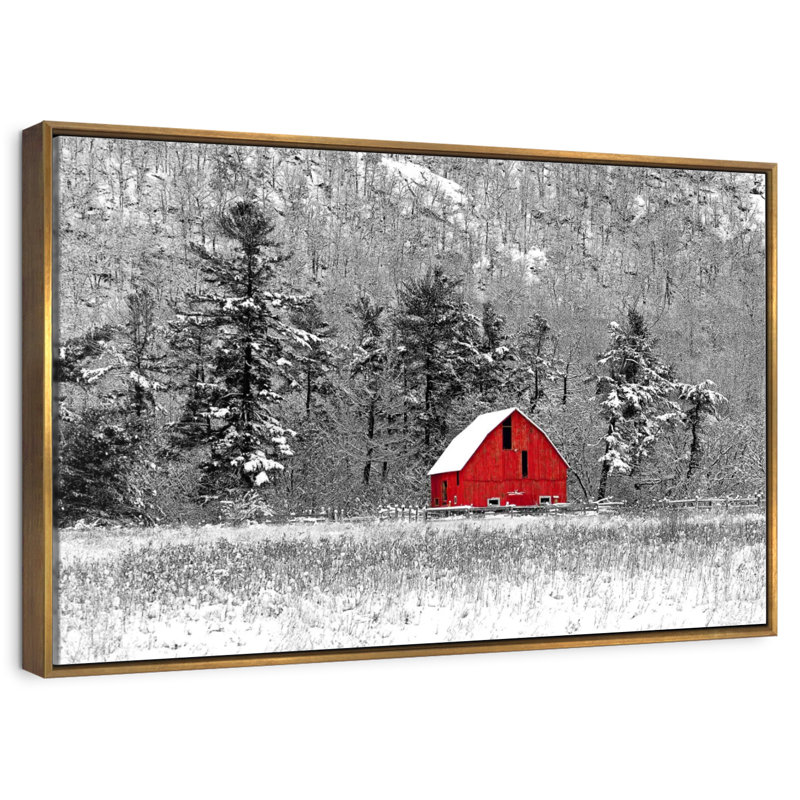 Grange d'hiver de Montréal, 46 po x 31 po, Cadre flottant doré