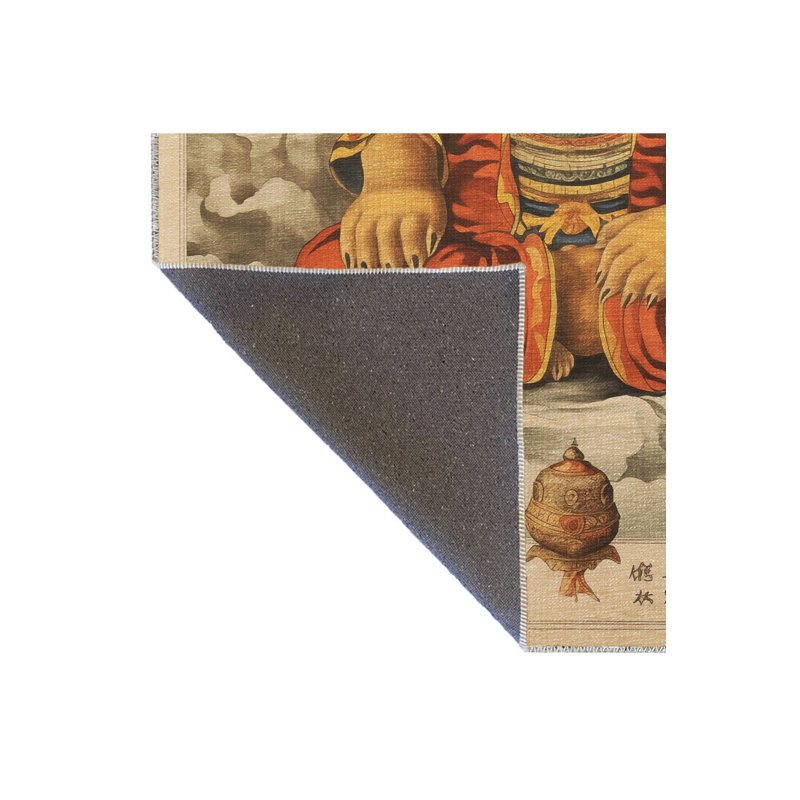 Tapis lavable à motif tigre, Rond 3 pi 3 po