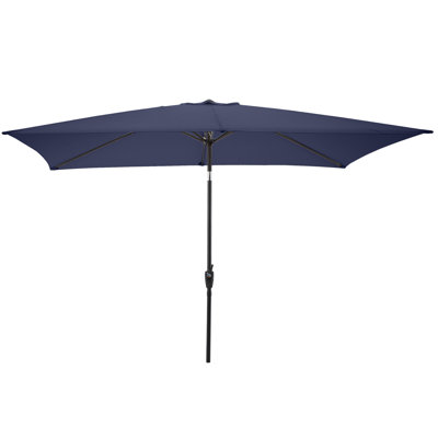 Rectangular Patio Umbrella - 10 Ft Easy Crank Sun Shade with Push Button Tilt for Outdoor Furniture, Deck, Backyard, or Pool by Pure Garden (Navy)