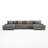 4 - Piece Upholstered Light Gray Faux Rabbit Fur Flannel Modular Sectional Sofa with Armrests & Throw Pillows-771364084