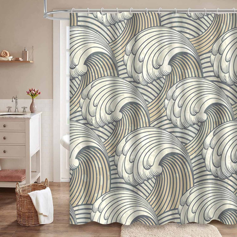 Rideau de douche imperméable Ocean Wave, L 72 po x l 72 po