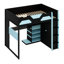 Lit mezzanine avec bureau intégré, tablettes de rangement à plusieurs niveaux, ports USB et éclairage RVB-804802563