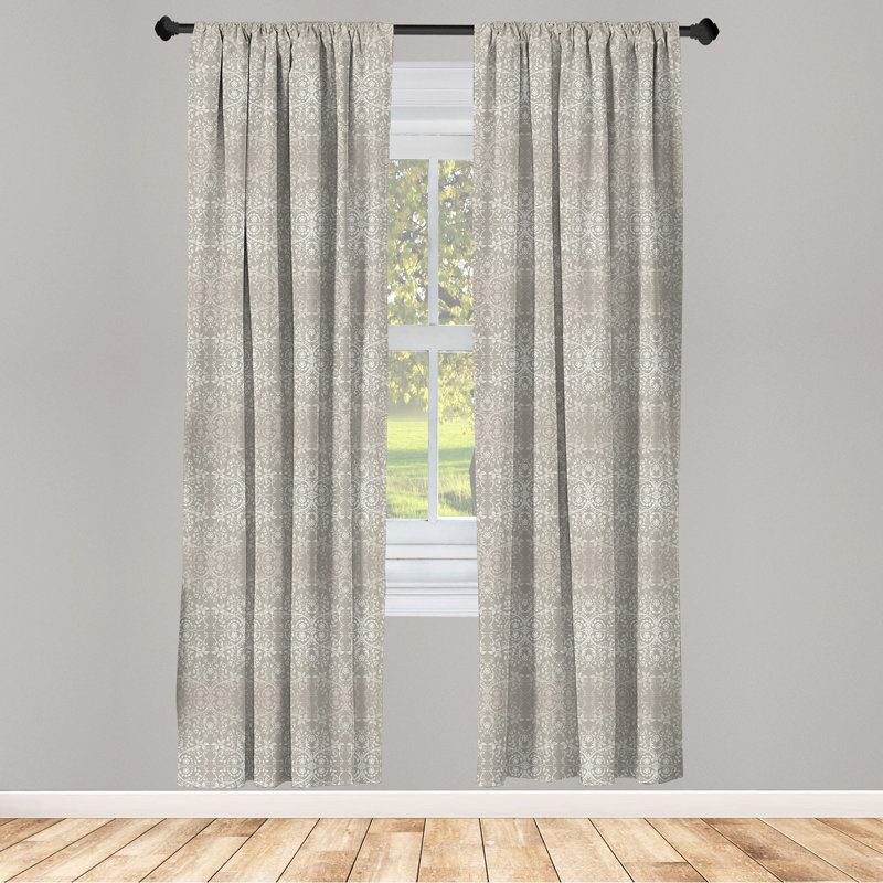 Lace Flowers and Leaves Semi-Sheer Rod Pocket Curtain Panels, 28" x 84"