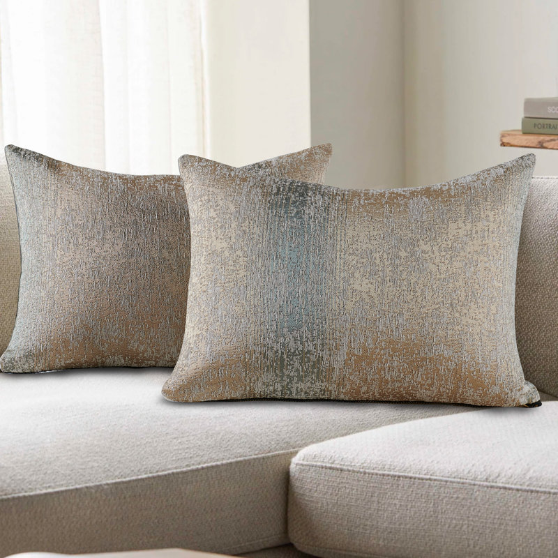 2pcs Jacquard Chenille Throw Pillow Shells , Taupe/Khaki