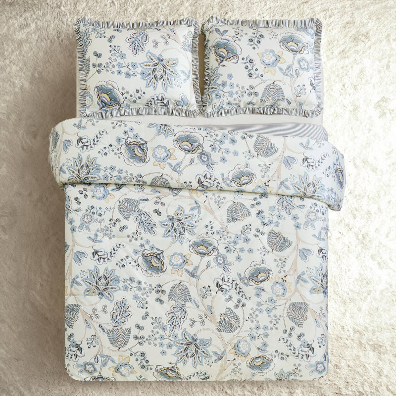 Ensemble d'édredon en satin de coton Jonas, Édredon pour grand lit + 2 taies décoratives