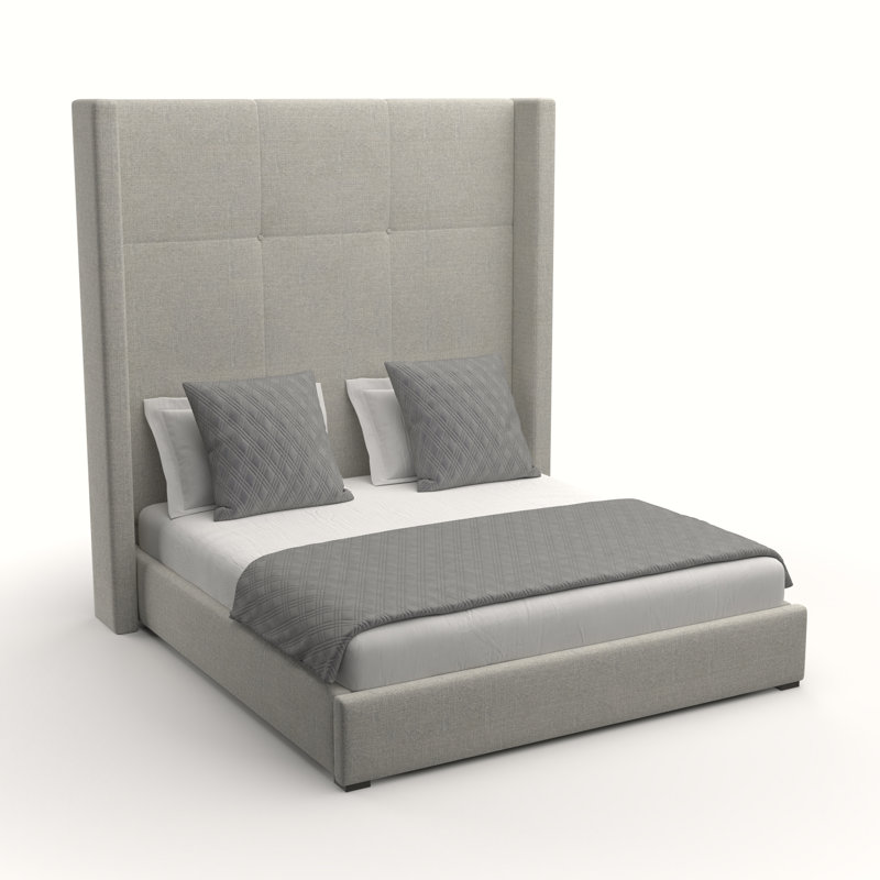 Lit tapissier standard Esparto, Revolution® gris, Grand lit taille haute