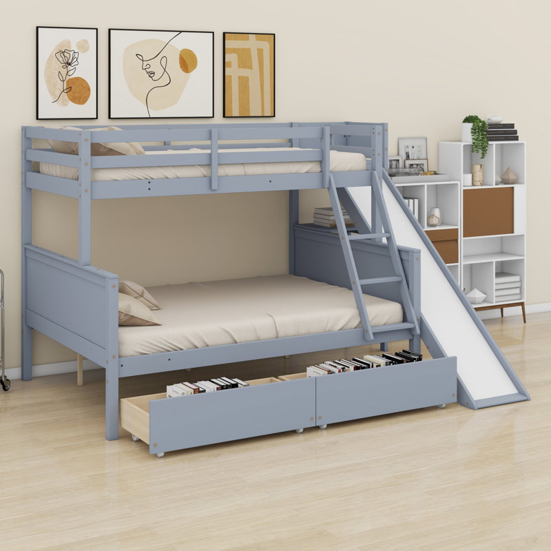 Bunk Bed With Drawers, Slide, Shelves, Ladder, White