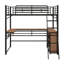 Lit mezzanine en métal avec tablettes et bureau en L-344260167