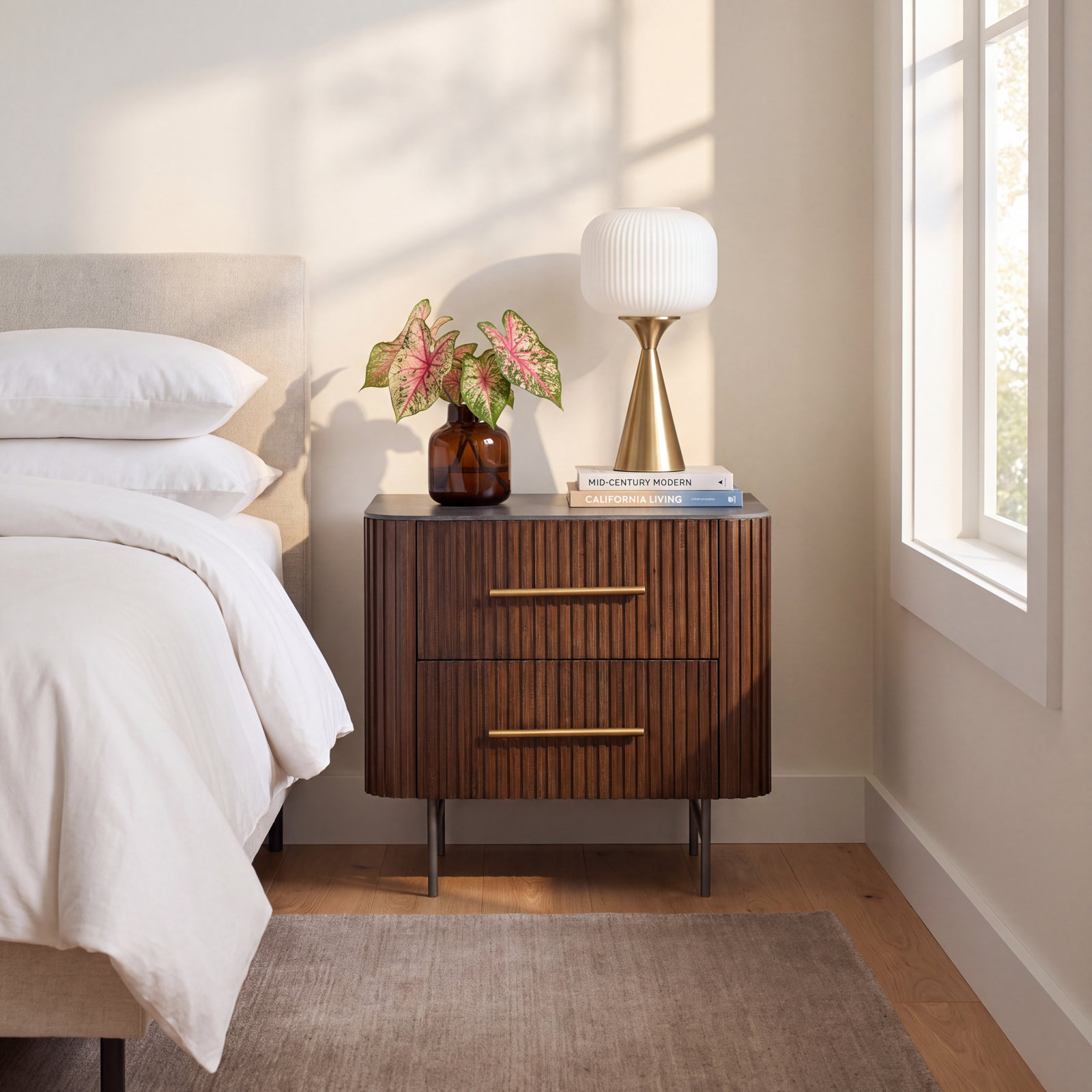 Geira Oak Nightstand, Terra Brown