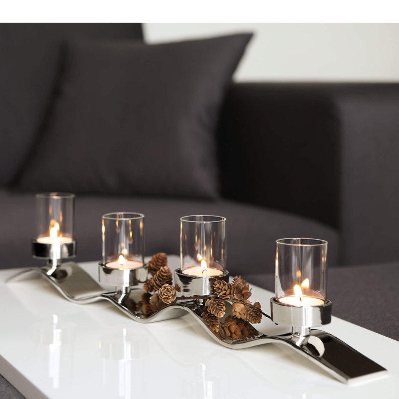 Wave Candelabra, 12cm H x 5cm W x 54cm D