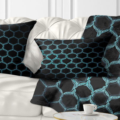Pixel hexagonal doré en nid d'abeille - coussin imprimé abstrait