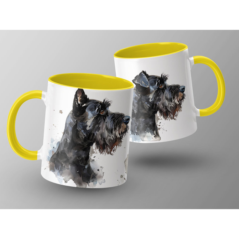 Watercolor Black Schnauzer Dog Design 11oz Coffee Mug, 2