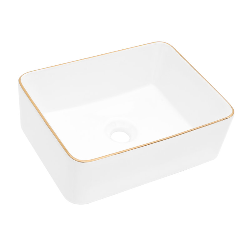 16X12 Inch White Ceramic Rectangular Bathroom Vessel Sink - Modern, Stain-, Countertop Mounting Modern Stain , Installing