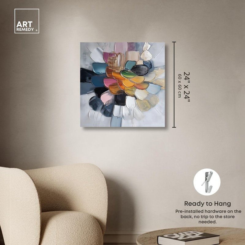 Art abstrait moderne sur toile chromatique par Art Remedy, H 24 po x l 24 po x P 1,5 po, Toile tendue