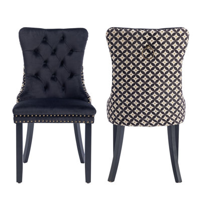 Tufted Velvet Wing Back Side Dining Chairs