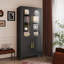 Rectangular Glass and Metal Lockable Iron Cabinet-1407127654