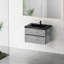 30" Floating Bathroom Vanity, Grey With Black Quartz Sand Basin And Soft Close Atom Trait