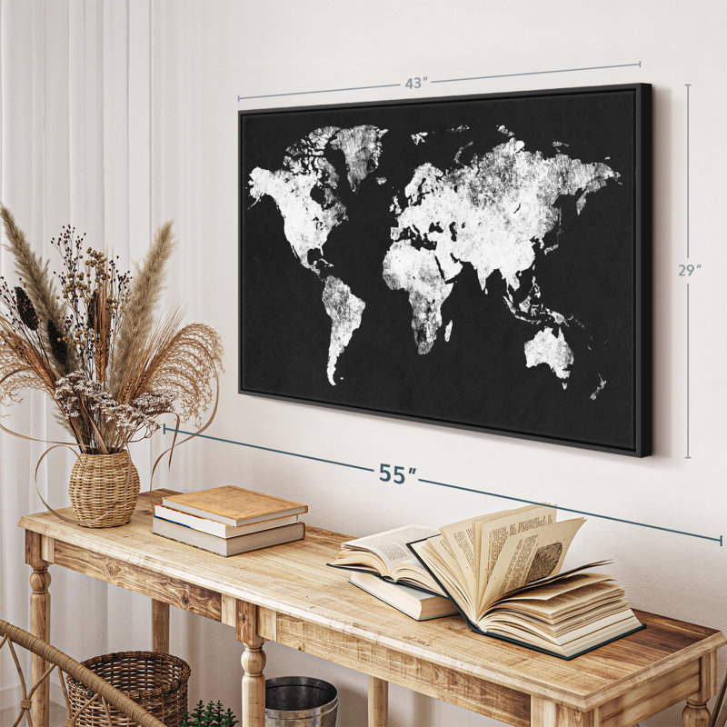 "Art mural carte noir et blanc", H 29 po x l 43 po