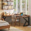Bureau en bois de noyer en forme de L 62,99 po-108840423-108840421