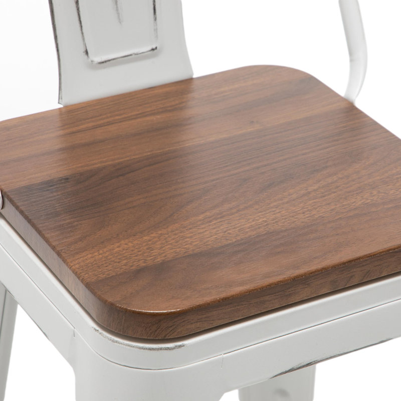 Aleha Swivel Counter Stool with Metal Frame, Bar Stool (30" Seat Height), Walnut Wood/White Frame