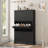 Modern Narrow Wave Shoe Cabinet with 3 Flip Drawers – Adjustable Shelves, Wooden Freestanding Organizer for Entryway, Living Room, Hallway (Black)-1043393709