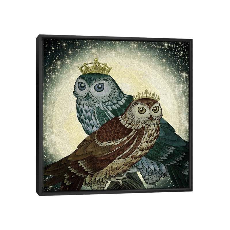 «Owls», impression sur toile, H 18 po x l 18 po x P 1,5 po, Pas de tapis, Toile avec cadre noir
