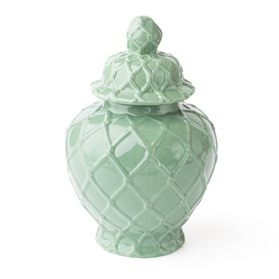 Pot à gingembre vert texturé - grand