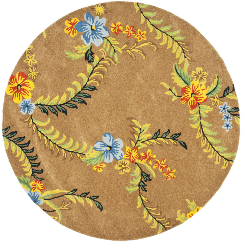 Tapis brun en laine touffeté à la main Chanler, Rond 6 pi