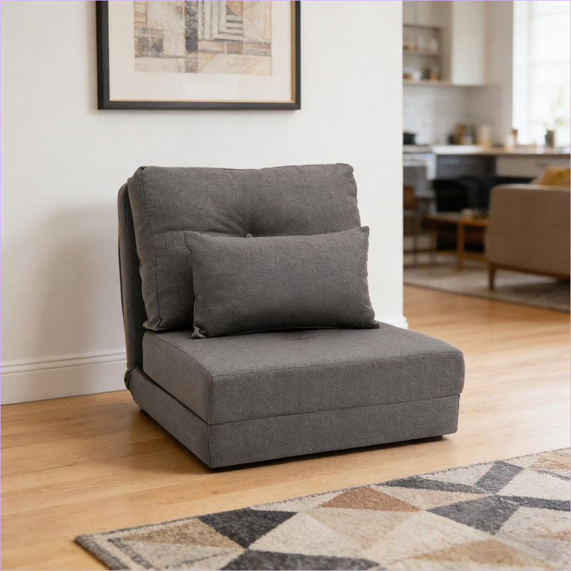 Fauteuil convertible 2-en-1 réglable au sol, canapé-lit inclinable à 5 positions pour adultes qui font la sieste | Lin