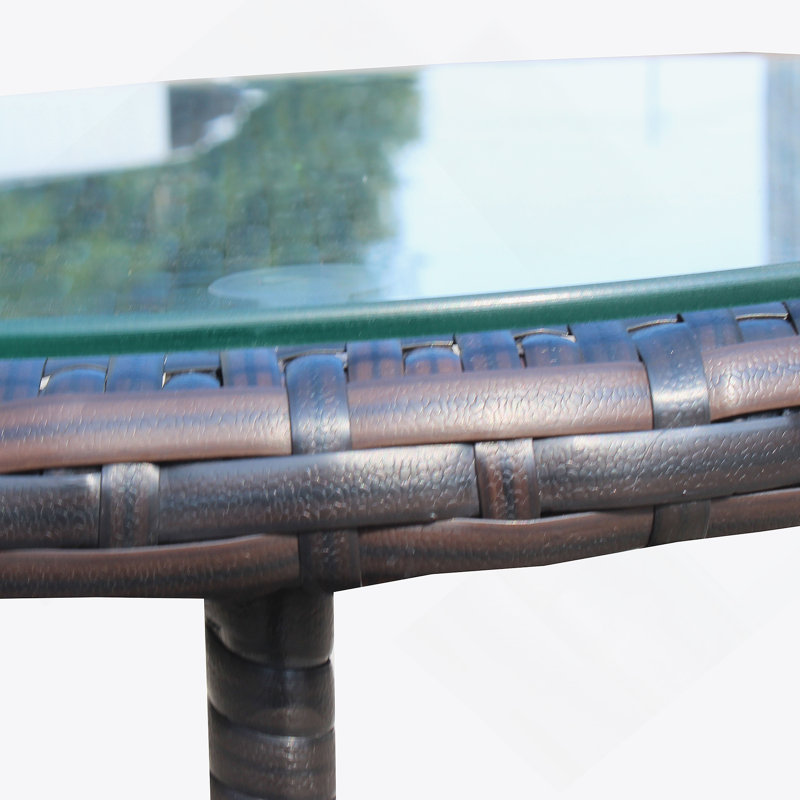 Table basse ronde pour l'extérieur avec 1 table basse en verre trempé transparent