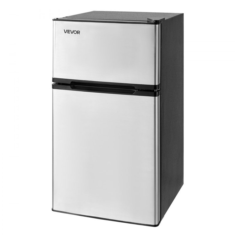 Mini réfrigérateur avec congélateur compact à deux portes 3,2 pi cu Inox