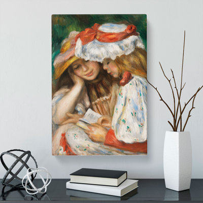 Two Girls Reading by Pierre-Auguste Renoir - Wrapped Canvas