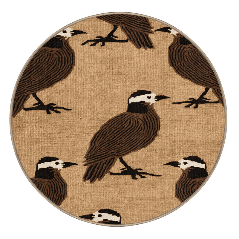  Tapis lavable brun Noddy Birds, Rond 4 pi