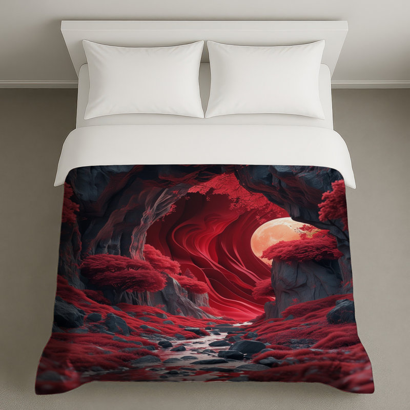 Housses de couette Red Moonlit Valley, Grand lit