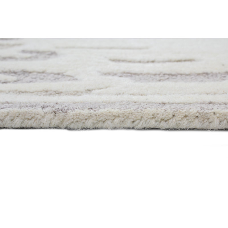 Govany Abstract Handmade Tufted Wool Grey/White Area Rug, Runner 2'6" x 8'