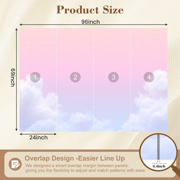 Latitude Run® Wall Mural Peel and Stick Wallpaper sun cloud pastel ...